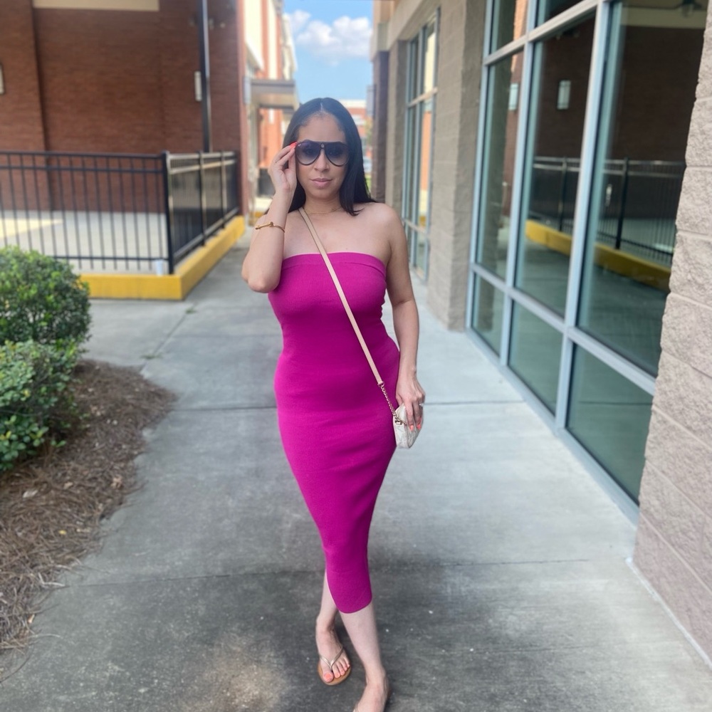 Elegant Pink Strapless Dress